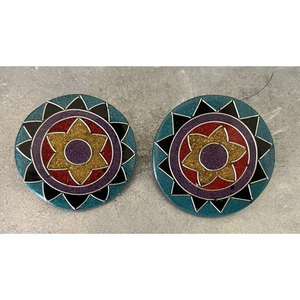 Boho Ethnic Round‎ Floral Star Multicolor Pierced Earrings